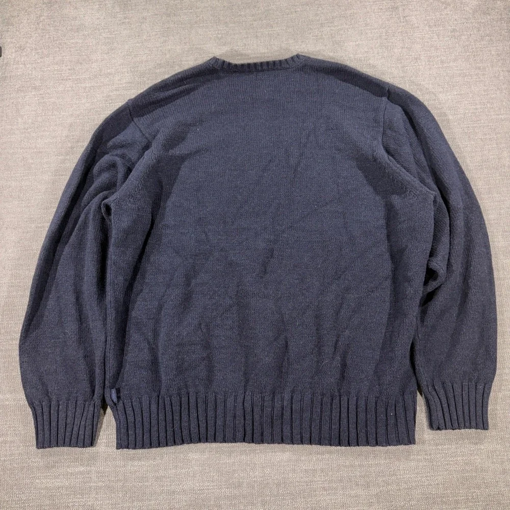 IZOD Sweater Mens XXL Navy Blue Good Crewneck Cotton Blend Ribbed Knit 0714